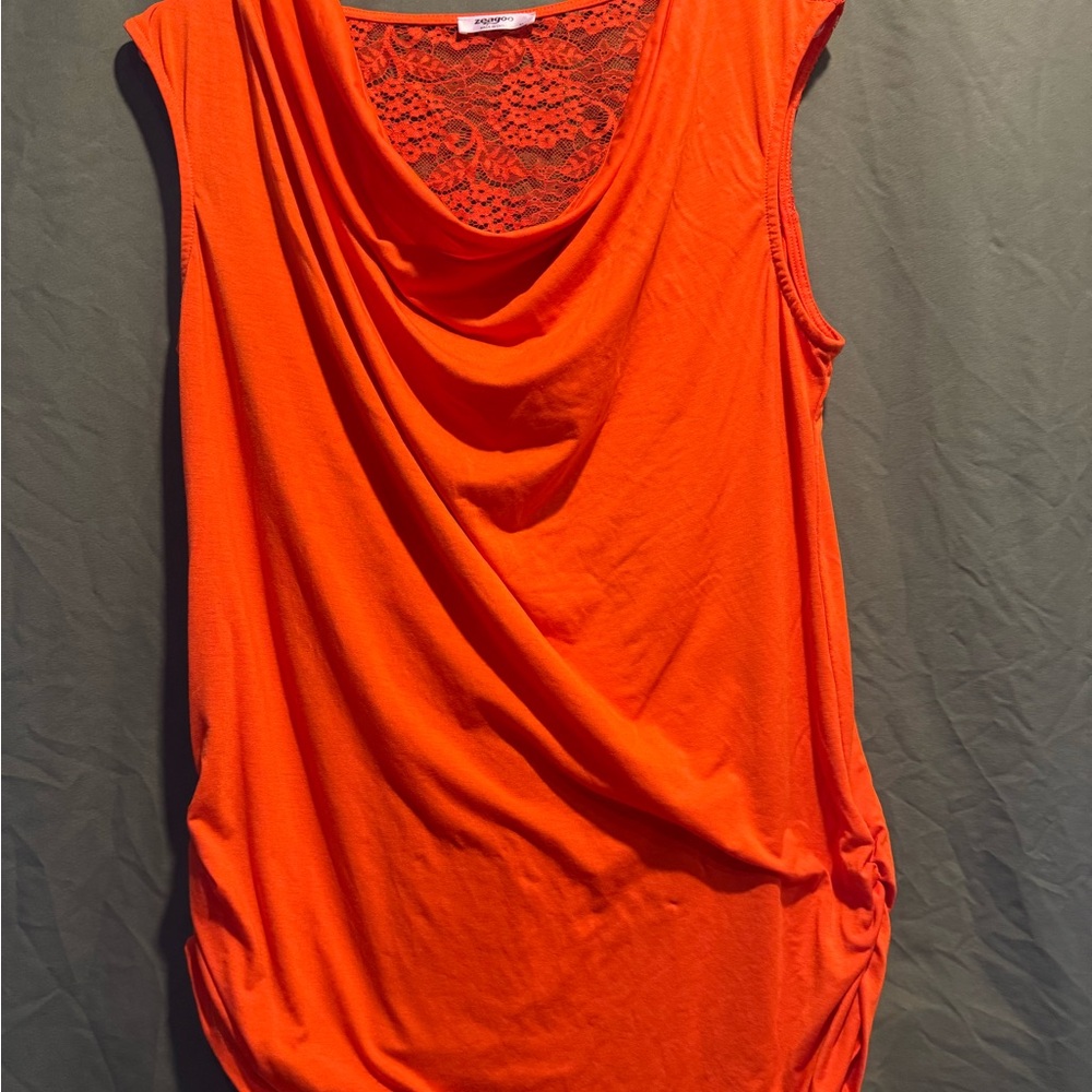 Women’s Zeagoo Orange Asymmetrical Ruched Tank Top